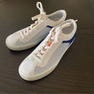 Rothy’s cream and blue sneakers